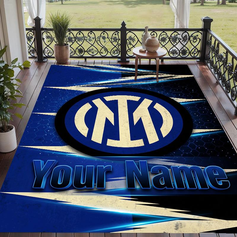 Custom Text Printed Rug Inter Milan Non Slip Floor Carpet For Home Room Decor