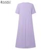ZANZEA Women Casual Round Neck Short Sleeve Summer Floral Dress