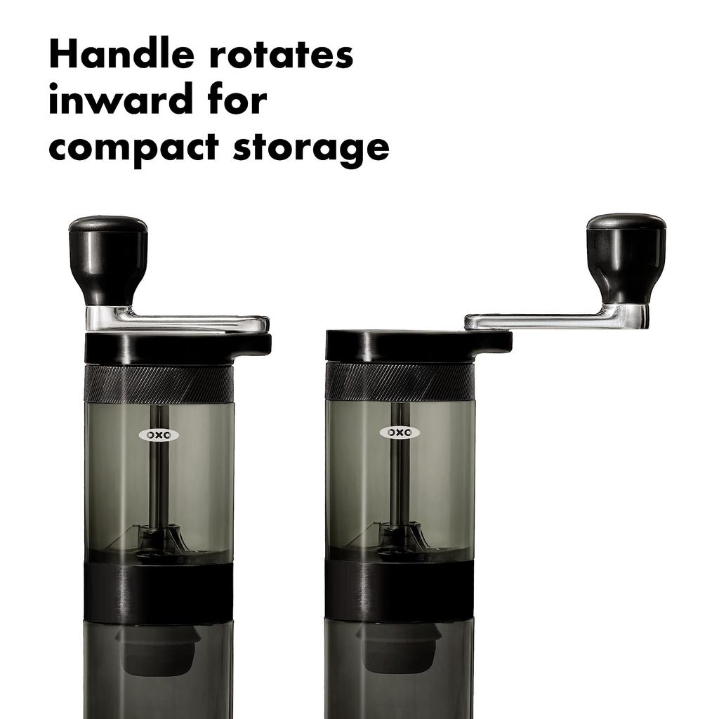 OXO Compact Coffee Grinder, Manual, Easy-to-Grip Grinds 40g Coffee Beans, 22.8cm, Black