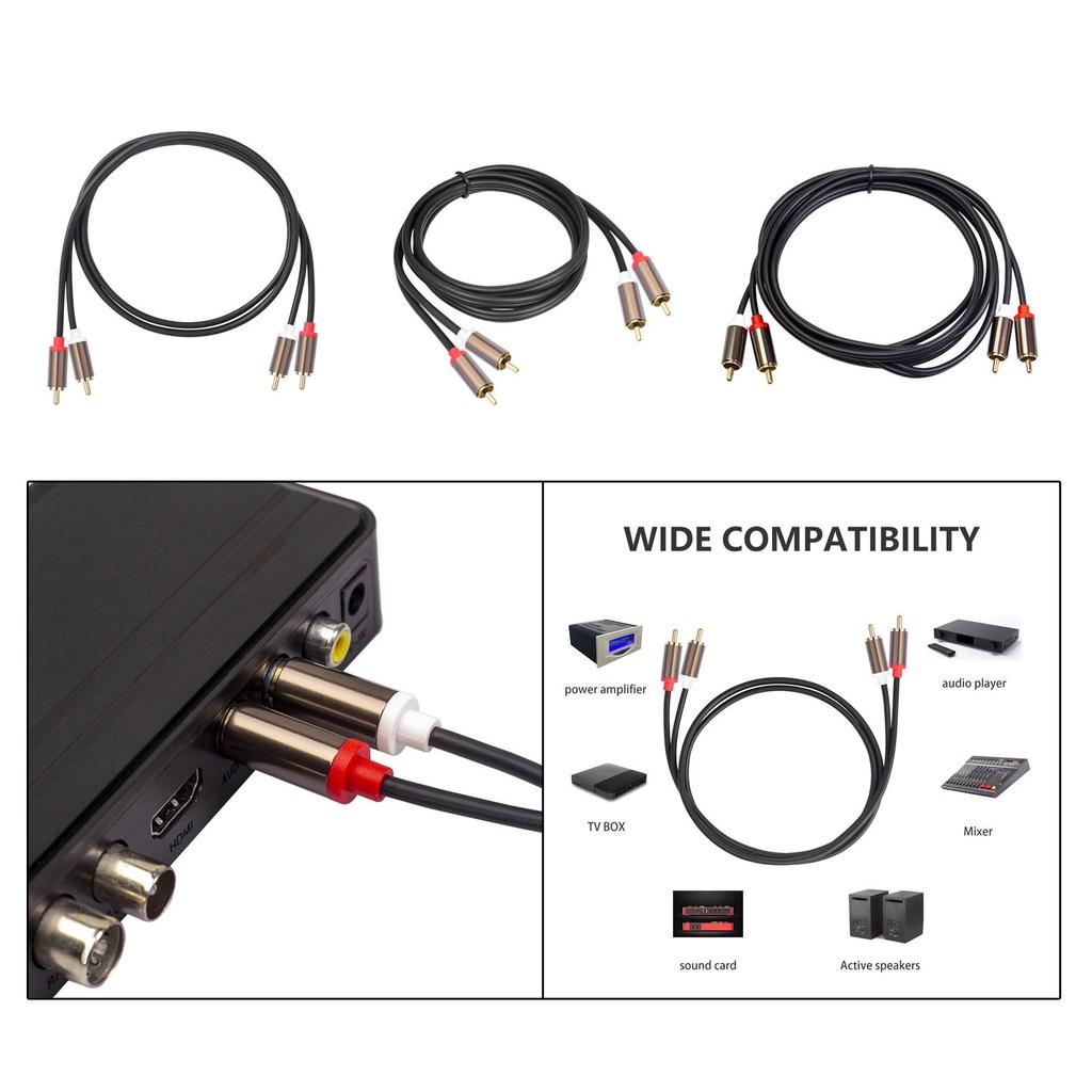 2 RCA Male to Audio Cable,Stable Compact Multipurpose Sturdy Auxiliary Cable Cord