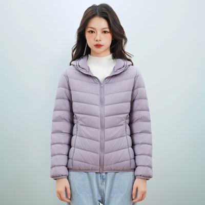 Damen Herbst und Winter neue Daunen leichte Daunenjacke Damen einfacher Mantel mit Kapuze