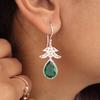Green Emerald Gemstone 925 Sterling Silver Jewelry Handmade Hook Earrings 1.84" CE-27-12