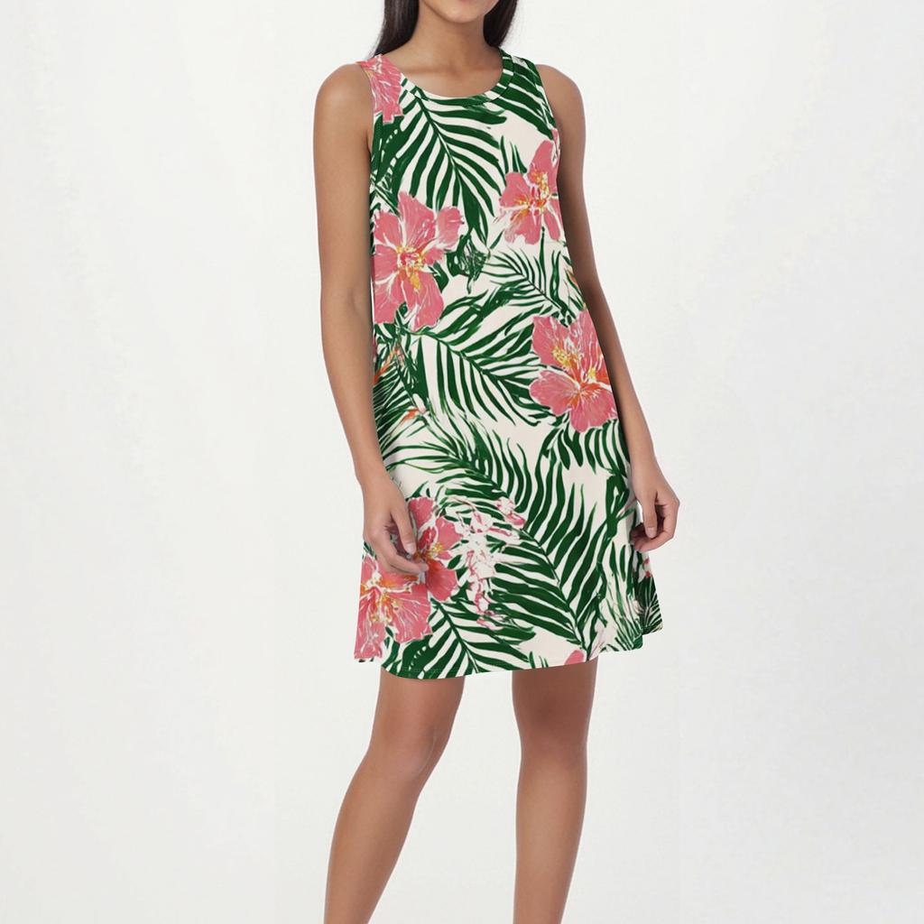 Summer Dresses for Women 2026 Sleeveless Floral Print Casual Loose Fit Summer Dress for Beach Sundresses for Women 2026 Style