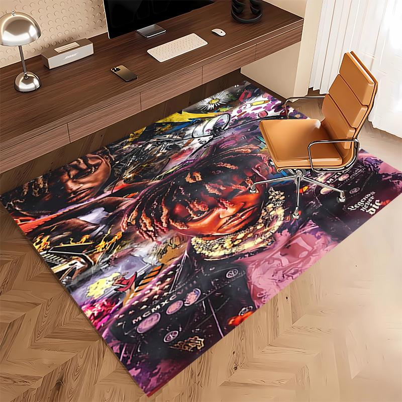 1pc Juice WRLD Print Area Rug - Soft, Washable Non-Slip Indoor Mat, Living Room, Home Office Decorative Rug,Office Decorative
