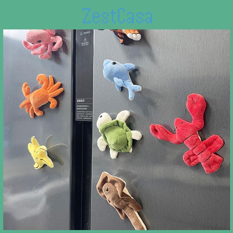 Plush Animal Ocean Refrigerator Magnet Sea Turtle Lobster Fish Underwater World