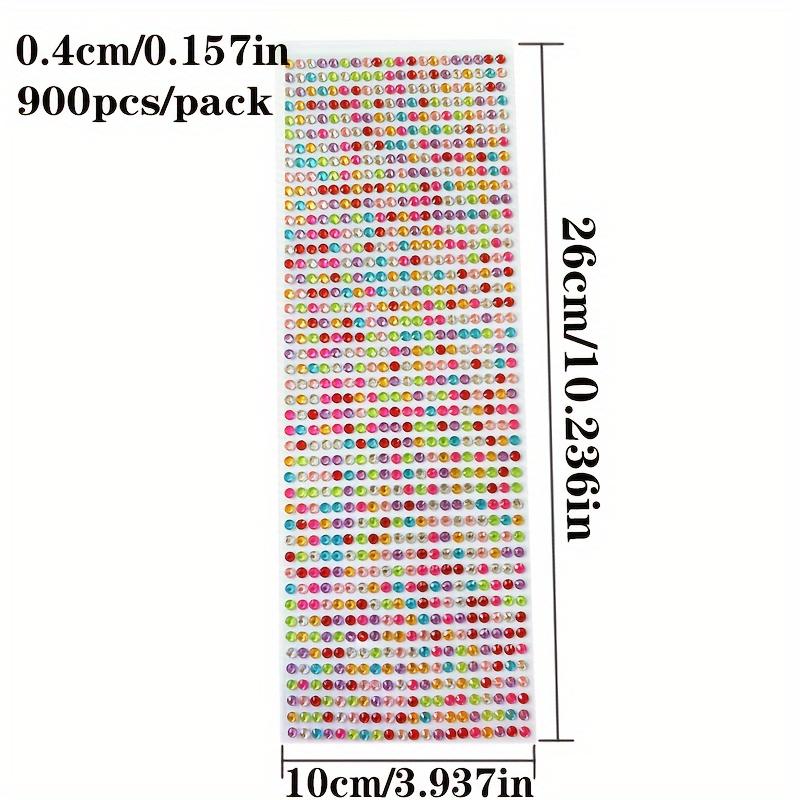 Set of 900pcs 4mm Acrylic Diamond Stickers, Semi-Circular Geometric Self-Adhesive for Handmade Photo Albums, Nail Art & Eye Makeup Decoration