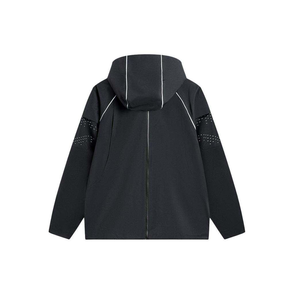 Li Ning CF Reflective Waterproof Windproof Breathable Solid Color Outdoor Hooded Jacket Men Jacket Black ACFU001-1