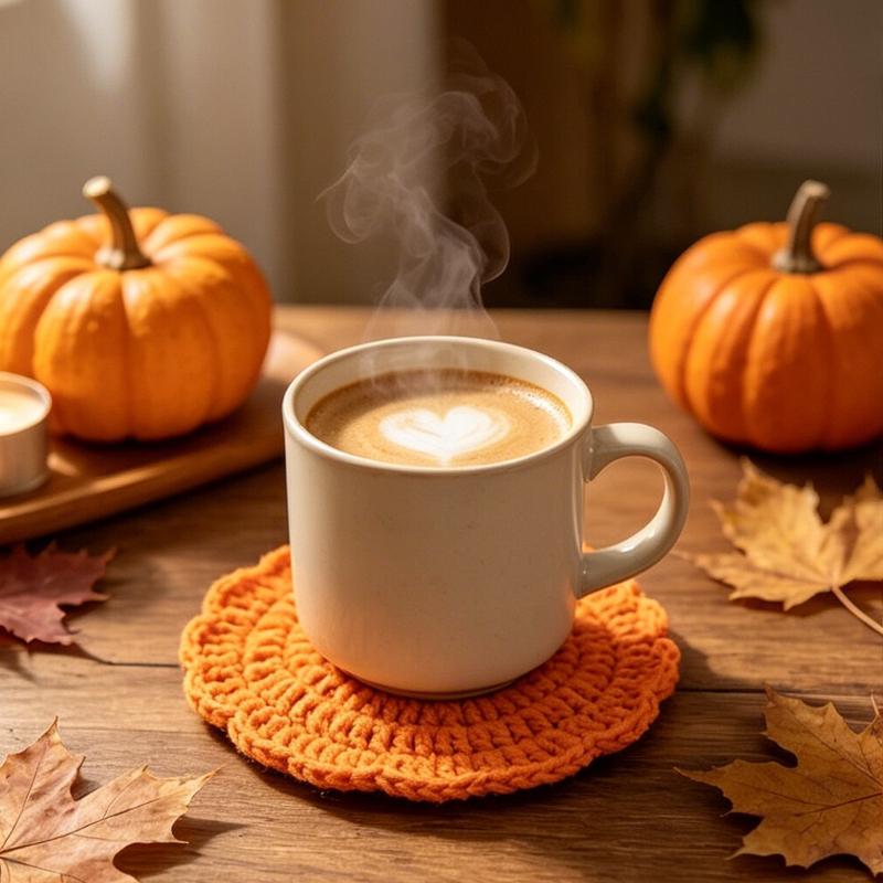 1/1 Stück gehäkelte Kürbis-Untersetzer, handgefertigtes gestricktes Getränke-Untersetzer-Set, niedliche Herbst-, Halloween-, Thanksgiving-Tischdekoration, Tassenuntersetzer