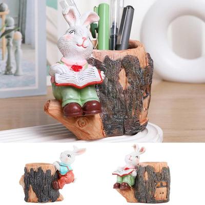 Multifunctional Creative Home Decoration Pen Holder/Flower Pot Cute Cartoon Rabbits Plant Pot Easter Decor Home Garden Decor