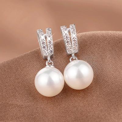 New New Trendy Simulated Pearl Dangle Earrings for Women Fashion Wedding Engagement Accessories Simple Stylish Girls Earrings