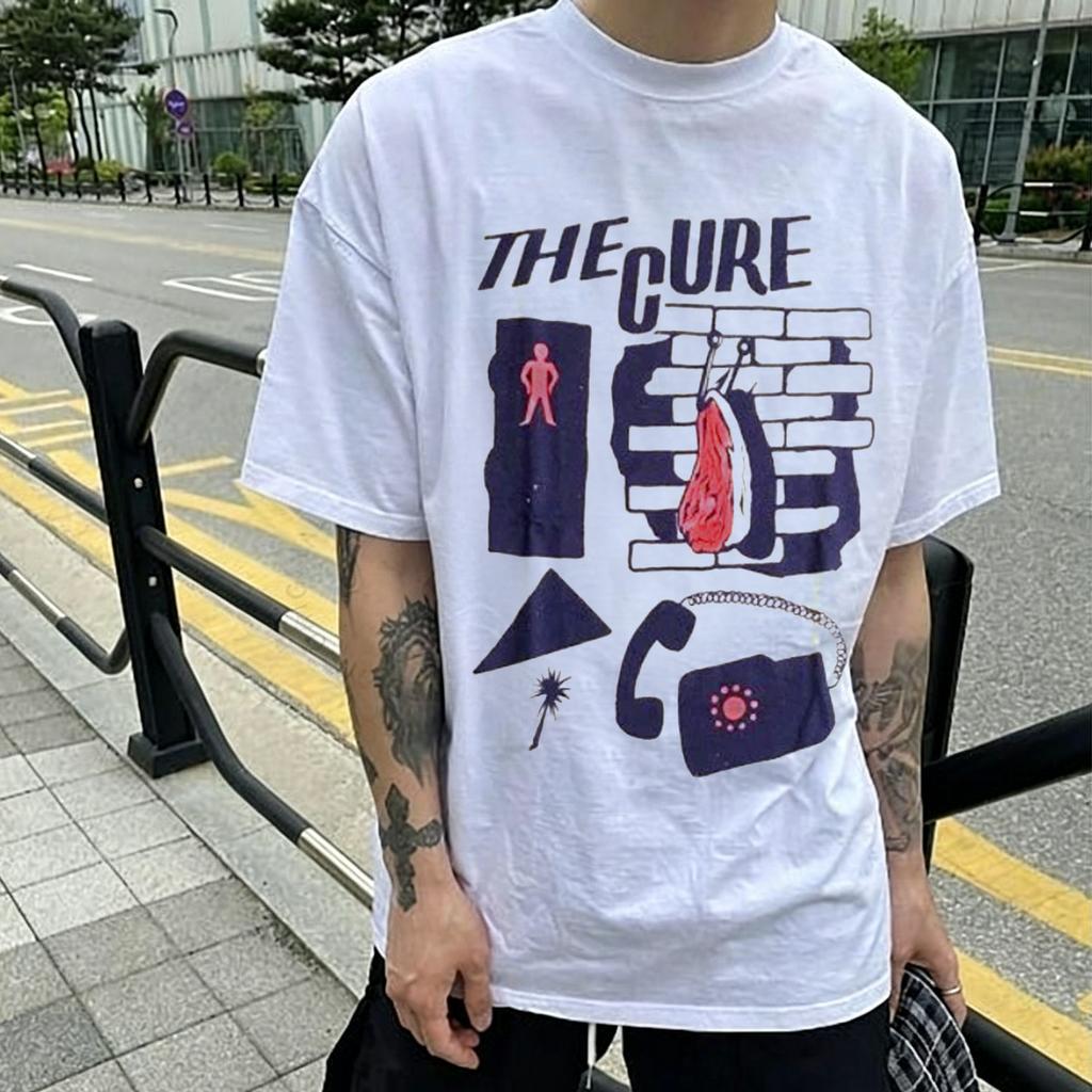 The Cure Cotton Graphic T Shirt Punk Rock Band Tee Y2k Grunge Streetwear Retro Graphic Print Harajuku Y2k Tshirt Men Women Tops