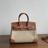 25cm Gold Swift Leather Large Capacity Bag New Style Handheld Tote Travel Genuine Leather Womens Bag
