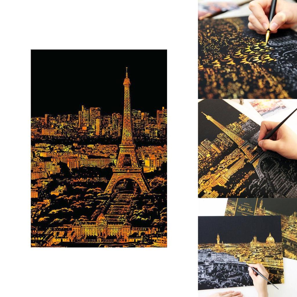 Magic Scratch Art Scratch Night View Painting Paper Board Premium Quality Educational Play Toys For All Ages