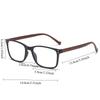 Modische quadratische Lesebrille mit Holzmaserung für Herren, hochauflösende Blaulichtfilter-Presbyopiebrille für Damen, Lesebrille