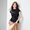 Srcr 19 Momme Silk Crepe Waisted Short Sleeve T-Shirt