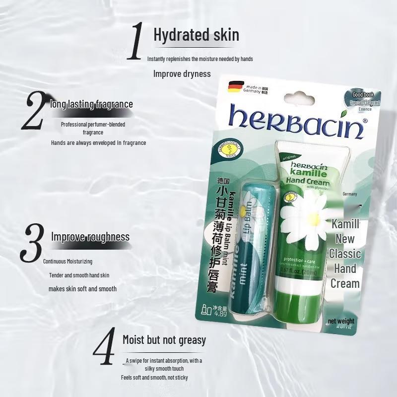 Herbacin German Chamomile Mint Lip Balm & Hand Cream Set