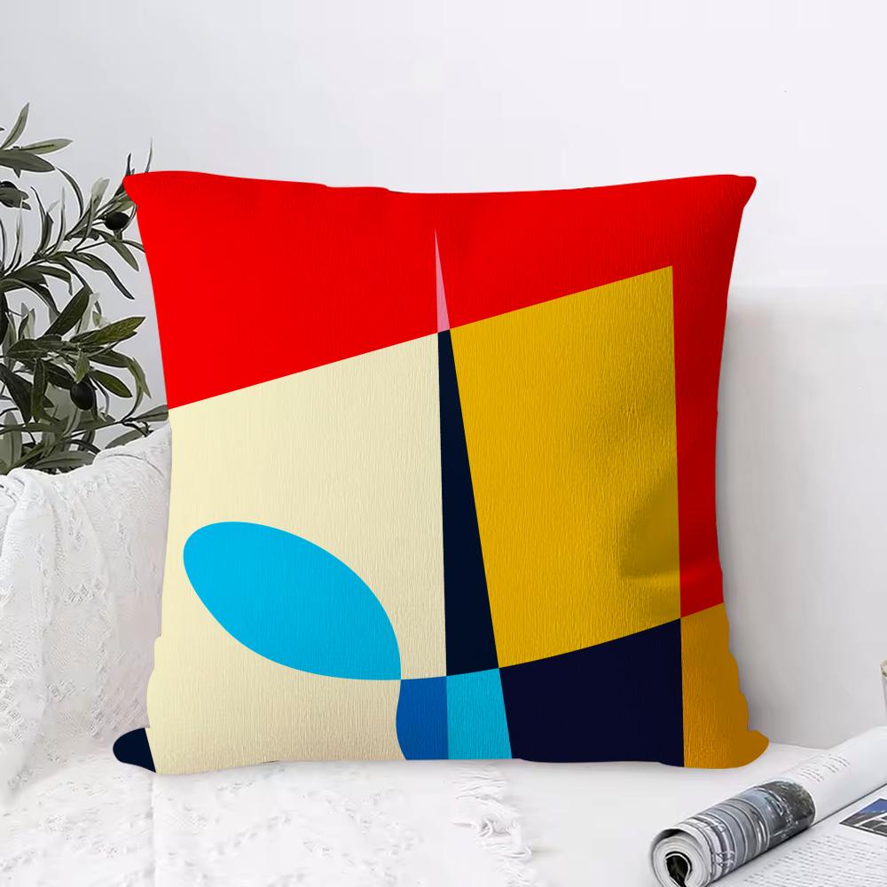 Abstract Curve Contrasting Colors Cushion Cover Anti-dustmite Pillowcase Invisible Zipper Silky Short Plush Sofa Cushion Cover
