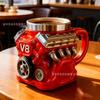 Creative Resin V6 Engine Stainless Steel Mug, 3D Engine Design, Double Wall Insulated Coffee Cup, Unique Gift for Men, 420ML