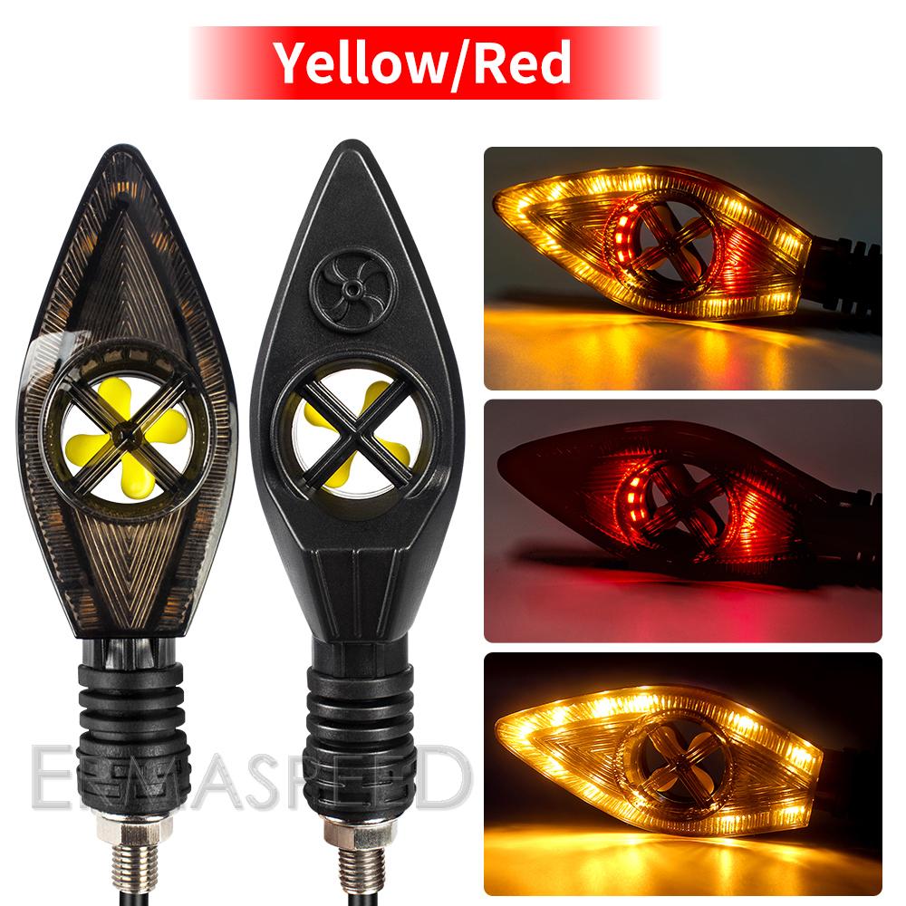 1 Pair Sequential Amber Motorcycle LED Turn Signal Lights Indicators DRL Stop Brake Light For Motorcycle E-bike Scooter