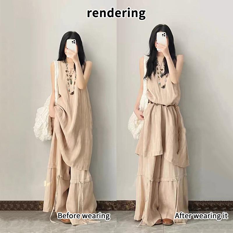 Simple Versatile Hand-Woven Tassel Wooden Beads Belt Ethnic Style Waist Chain Accessories Vacation Waist-Cinching Waist Rope