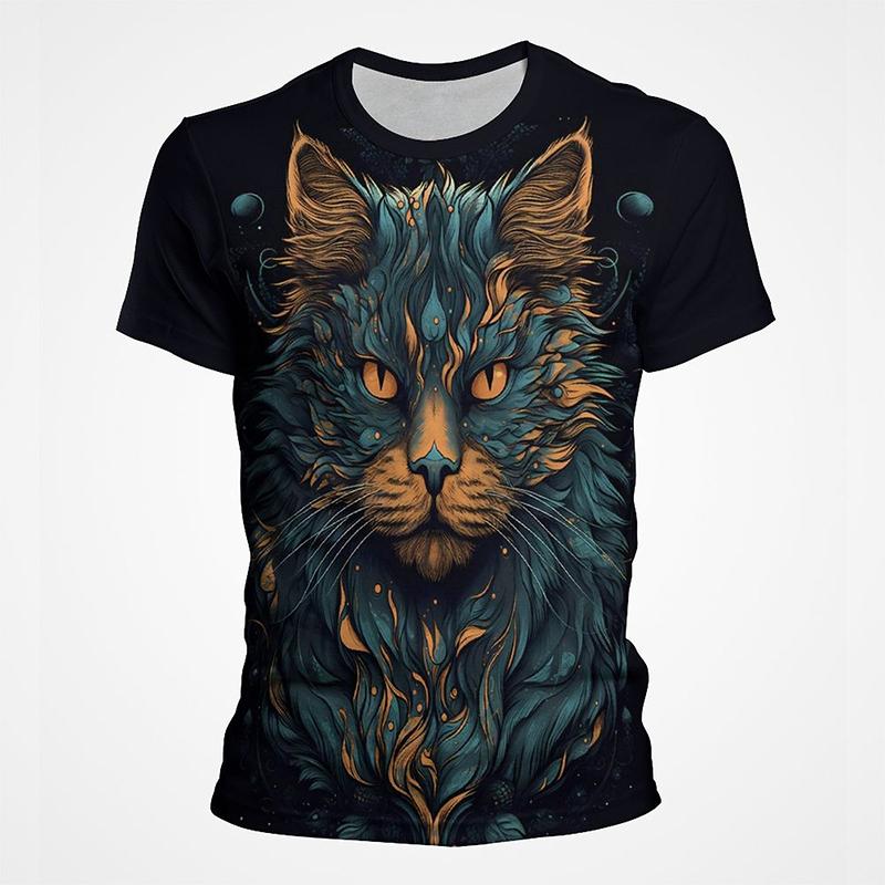 

Мужская футболка с 3D-принтом кошки, животного, красочная, забавная, с рисунком, хип-хоп, уличная, с круглым вырезом, летняя, повседневная, модная, уличная, харадзюку, футболка 6XL
