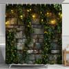 Rural Brick rock and plant landscape Shower Curtain, Floral  Decorative Bathroom Curtain, polyester Shower Curtain with Hooks