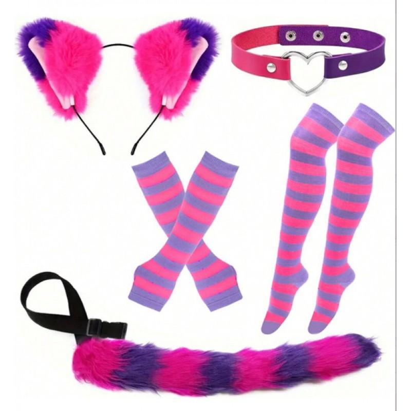 Furry Animal Ear Headband Tail Set Cosplay Costume Accessory Anime Convention Party Adult