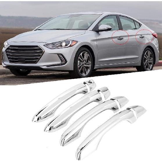 Qiilu Car Exterior Door Handle Cover Trim for Hyundai Elantra 2018-2019 8pcs Car Door Handle Grip Covers Exterior ABS Silver for Left-Hand Driving