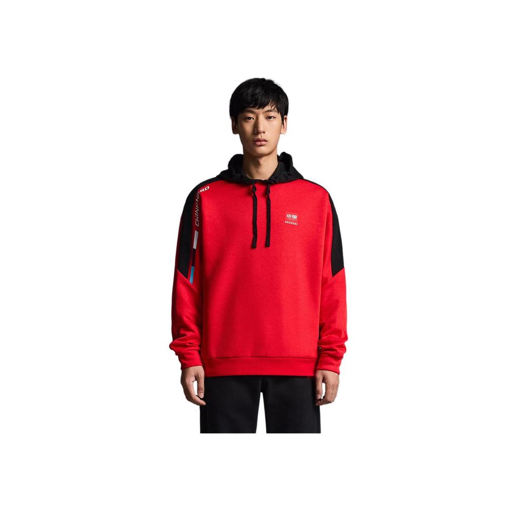 Anta Training Series Wide Stripe Design Logo Pullover Long Sleeve Sweatshirt Men Sweatshirt Red 952237715-2