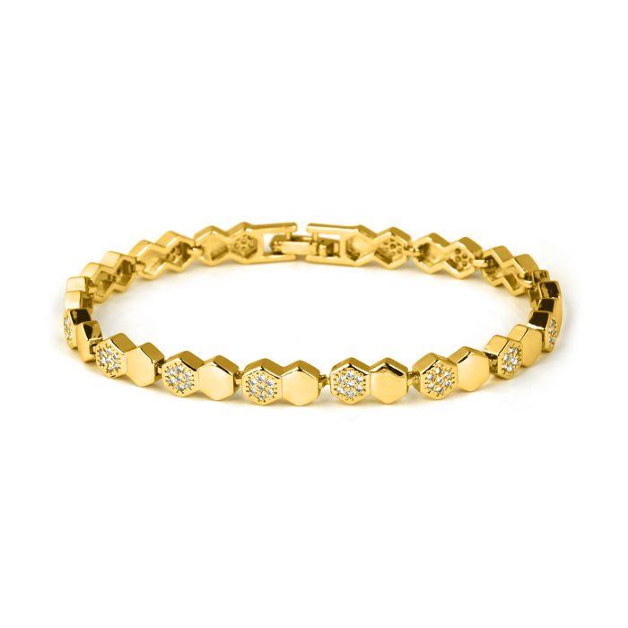 Bracelet - LUXENTER - Lyth - Finition or jaune 18 carats - Zircone cubique brillante - Longueur 18 cm