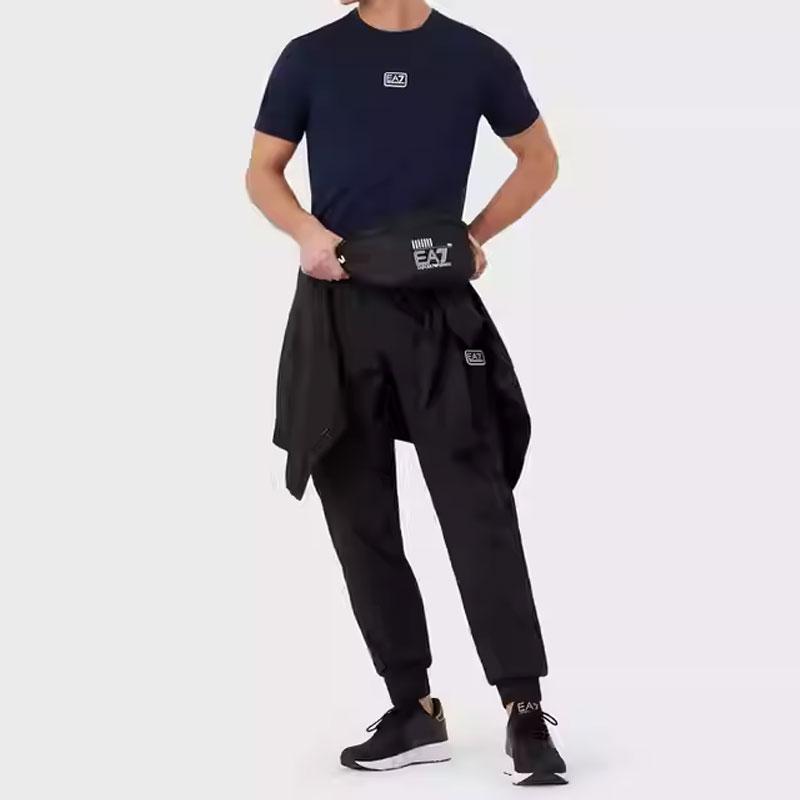 Emporio Armani Ss23 Ea7 Logo Embroidered Round Neck Short Sleeve T-Shirt Men Tops Navy-Blue 3RPT05-PJ02Z-0554