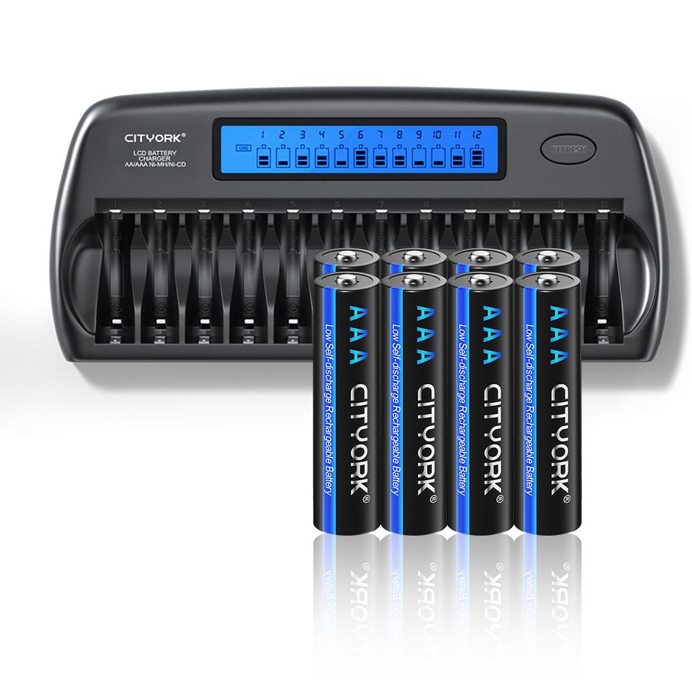 CITYORK 1.2V AA AAA NIMH Rechargeable Batteries 2A 3A With 12 Slots Fast Smart Intelligent charger for 1.2V AA AAA Battery