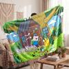Adventure Time Cartoon Personalized Flannel Blanket, Custom Printed Text Name, Warm Soft Blanket For Couch Bed