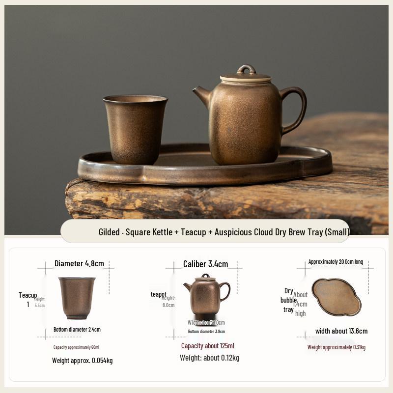 Compact Ceramic Tea Set for One - Includes Teapot, Teacup, and Mini Tea Table. Perfect for Home or Office. Ideal for Kung Fu Tea Rituals.