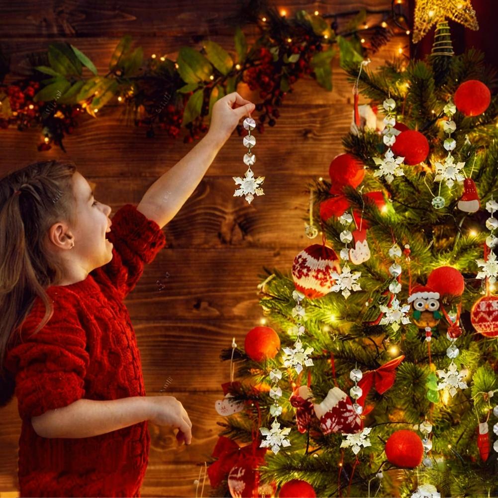 30 Pack Hanging Crystals - Clear Acrylic Snowflake Pendant Ornaments for Christmas Tree, Centerpieces, Window & Home Decorations