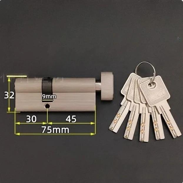 Special Custom Security Door Center Asymmetry Brass Lock Cylinder with Knob Aluminum Alloy Door Eccentric Lock Core Height 32mm