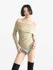 HALF DEVIL US Off-Shoulder Cut-Out T-Shirt_Sand Khaki
