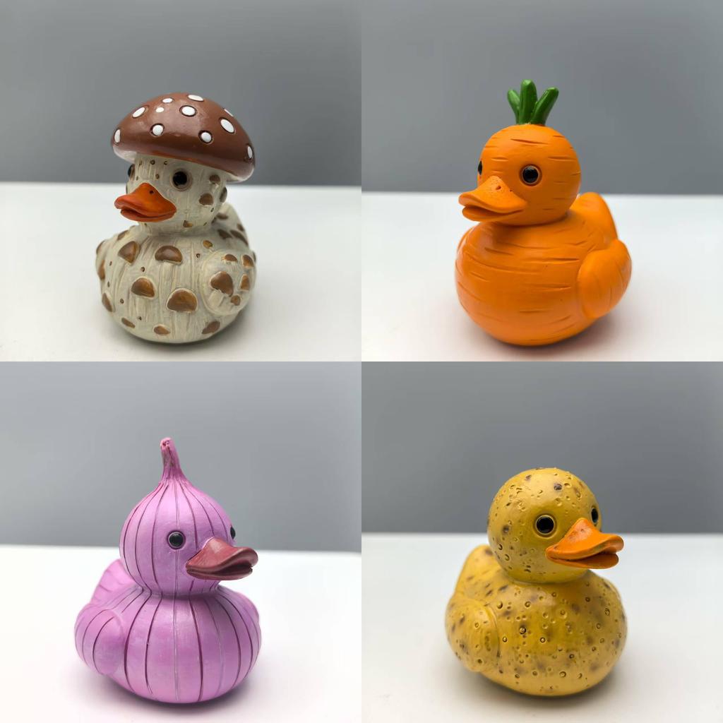 Whimsical Vegetable Duck Resin Sculpture For Home Decor And Collectors