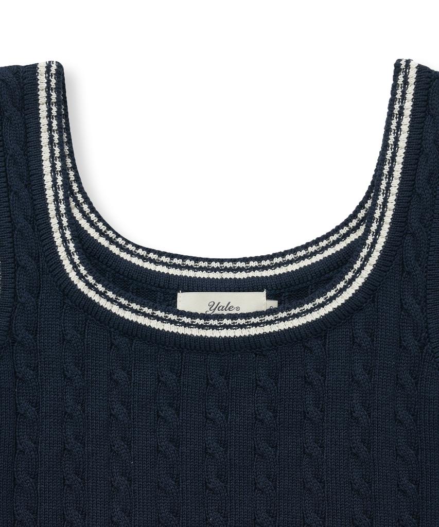 YALE Cable Knit Sleeveless_Navy