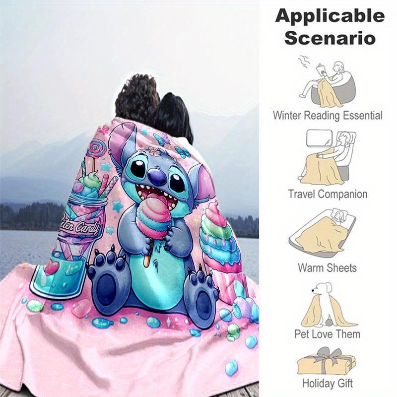 1pc Stitch Printing Blanket - Soft, All-Season Throw for Office Blanket, Personalized Gift with Adorable Cartoon Design