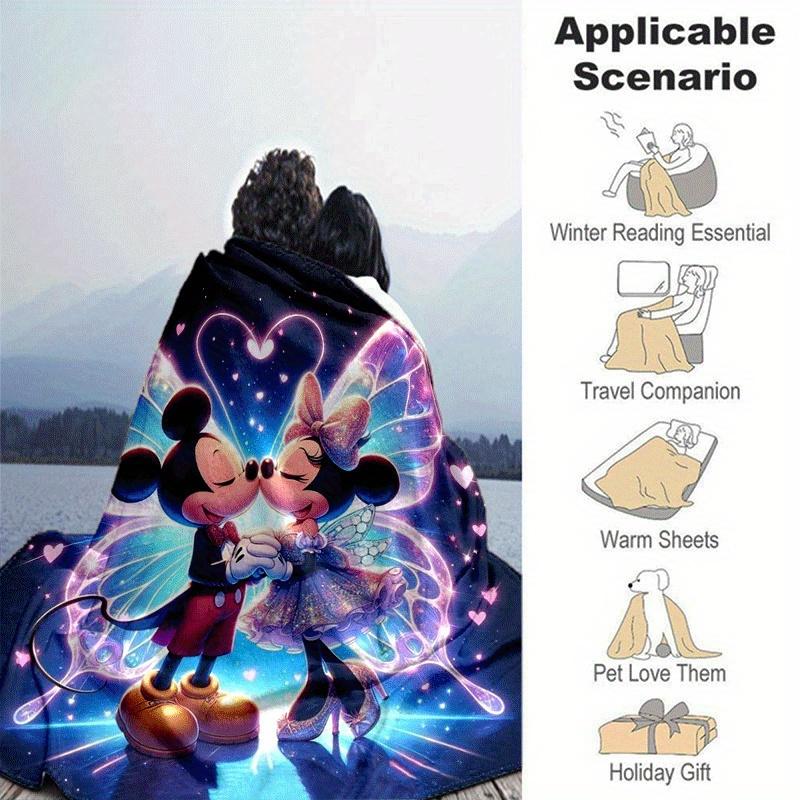 1pc Mickey Printing Blanket - Soft, All-Season Throw for Office Blanket, Personalized Gift with Adorable Cartoon Design