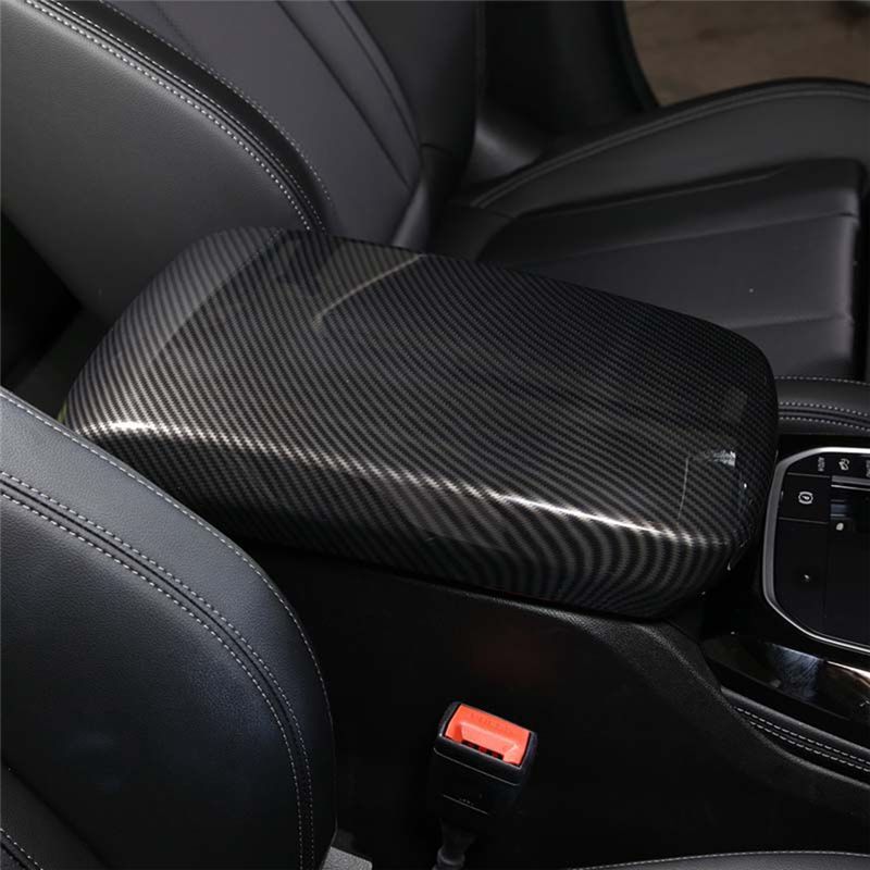 Armrest Storage Box Lid Cover Panel Trim For BMW X3 G01 G08 2018- Accessories, ABS Carbon Fiber