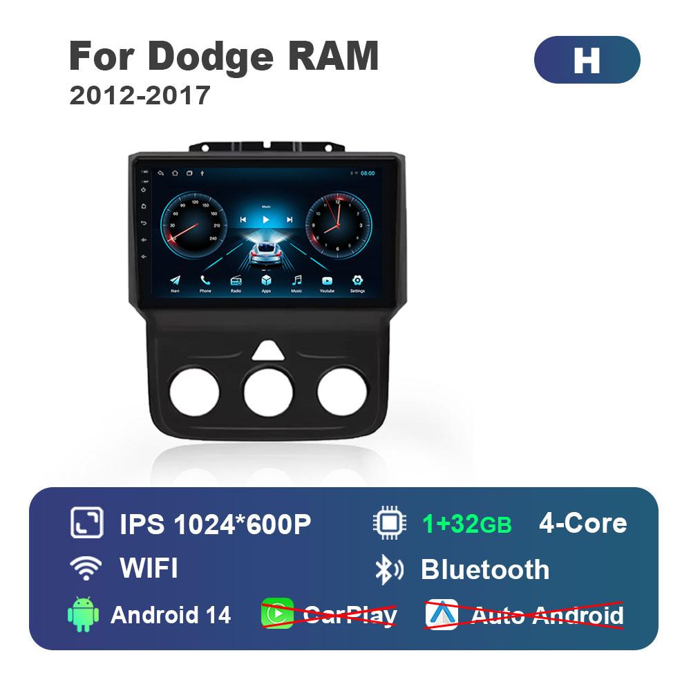 

Автомобильный видео мультимедийный плеер QLED экран GPS для Dodge RAM 2012 - 2017 Android 14 Интеллектуальная система Bluetooth WiFi 4G