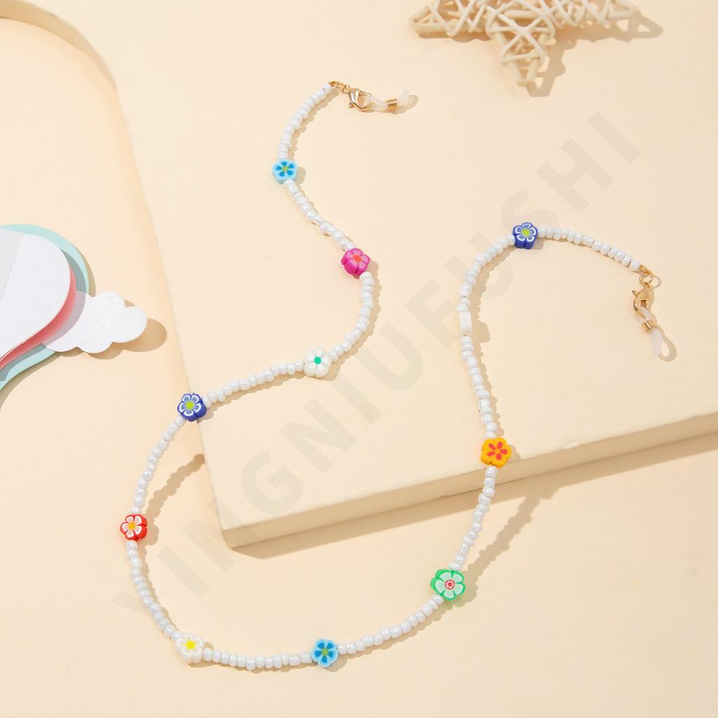 Candy Color Soft Pottery Mask Rope Glasses Chain, Colored Crystal Neck Mask Chain Anti-lost Glasses Rope