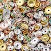 50pcs/lot Colorful Metal Round Rhinestone Rondelle Crystal Beads Loose Spacer Beads For Jewelry Making DIY Bracelet Necklace