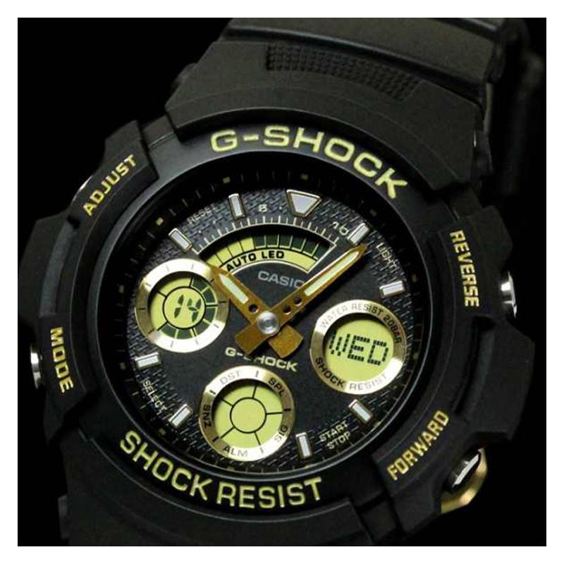 Casio LCD/Zeiger Doppelanzeige Serie G-SHOCK Klassische Serie Stoßfest und Wasserdicht Modetrend Quarzwerk Harzarmband AW-591GBX-1A9FS
