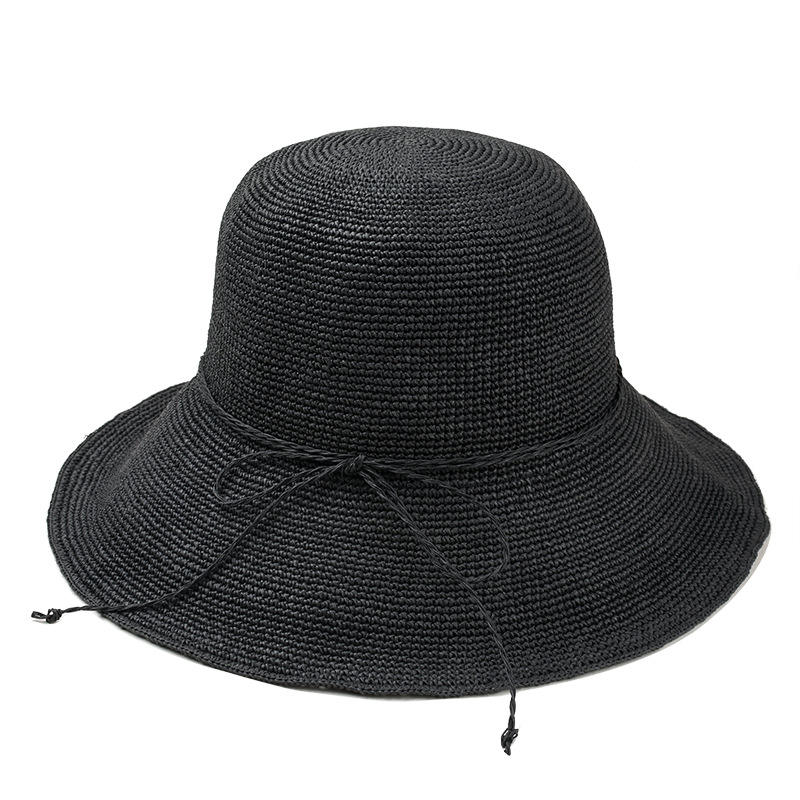 Women Fashion Summer Crochet Straw Cap Sun Protection Raffia Wide Brim Foldable Straw Hats