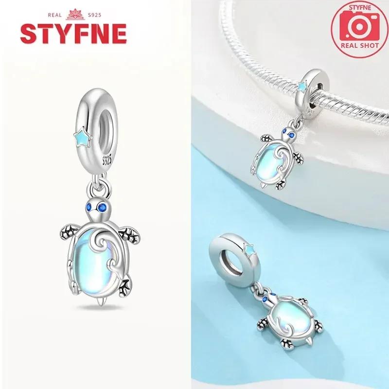 Silver 925 Colored Zircon Heart-shaped Pendant Beads Charm Fit Bracelet Jewelry Making Fine Gift for Women