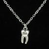 Retro Creative Silver Color Geometric Stereo Tooth Model Pendant Necklace for Women Men Medical Student Fashion Jewelry Gifts