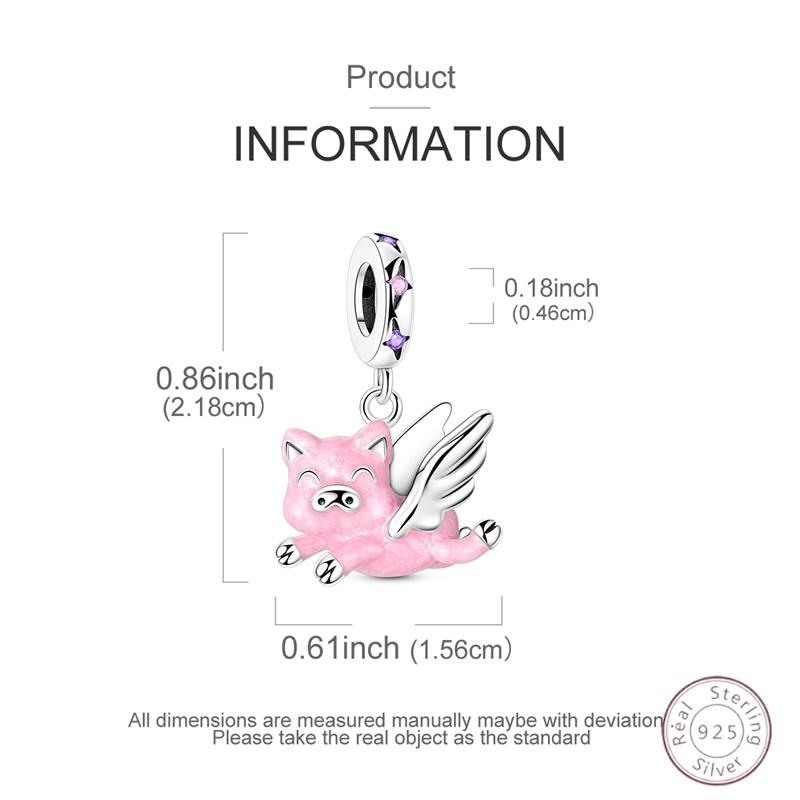 Charm Beads Flying Piglet Copper Pendant Beads 3Mm Diy Party Christmas Exquisite Jewelry Making Gift